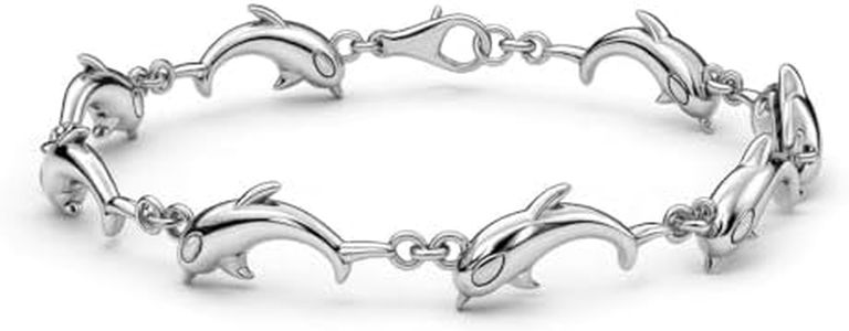 Shop LC Dolphin Link Charm Bracelets for Women 925 Sterling Silver Ocean Jewelry Beach Gifts Size 7.25"