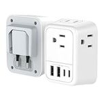 Travel Plug Adapter, International Plug Adapter with 4 AC Outlets 4 USB Ports(2 USB C), Travel Adapter Type C Travel Essentials for US to Most Europe France Germany Italy Spain