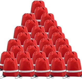BeeGreen Drawstring Backpack Bags Bulk Large Sports Cinch Sack Gym String Bags Heavy Duty, Red, 16.5" L x 13.4" W, 30 Pieces