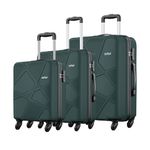 Safari Pentagon Set of 3 (Cabin + Medium + Large) Trolley Bags Hard Case Polypropylene 4 Wheels 360 Degree Wheeling Luggage, Travel Bags, Suitcase for Travel, Trolley Bags for Travel, Dusk Green