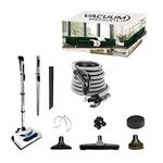 Vacuum Specialists RELIABLE Central Vacuum Electric Power Nozzle Accessory Kit | Silver 35 Feet 3-Way Switch Premium Hose | Telescopic Wands with Black Deluxe Cleaning Kit | Designed to Fit All Central Vacuum Brands such as Beam, Electrolux, Kenmore, Canavac, Nutone, Vacuflo, DuoVac, Husky, and More | - FREE HOSE COVER -