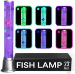 Fish Tank Lava Lamp Bubble Lights Night Light - 6 LED Color Automatic Changing Sensory Tubes Ocean Table Lamp for And Mood Lamps Home Decor Desk Bedroom Gifts Fake Fish Tank - 1.9FT