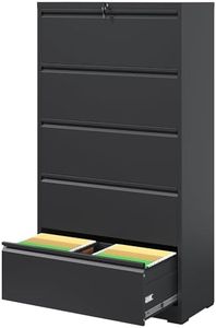 IKIMI 5 Drawer Lateral File Cabinets with Lock,Metal Lateral Filing Cabinet for Home Office,Wide Steel Storage Cabinet Commercial Drawer for Legal/Letter/A4 Size Files Assembly Required