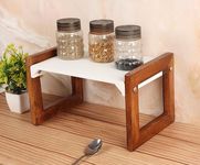 Kundi Versatile Wooden Triangular Spice Rack - 2-Tier Kitchen Countertop Organizer with Jars & Bottles Holder | Stylish Kitchen Storage & Décor (Single Tier)