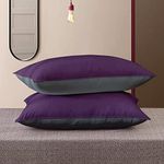 Cloth Fusion Microfiber Bed Pillow Set of 2 Soft Pillows for Sleeping (16x24 Inches, Magenta-Grey)