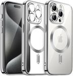 JETech Soft Clear Case for iPhone 15 Pro Max 6.7-Inch, Camera Lens Full Protection, Compatible with MagSafe Wireless Charging, Shockproof Electroplated TPU Phone Cover (Silver)