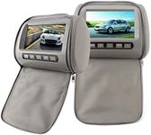 Car Headrest LCD Video Player with Zipper Cover Remote Control MP5 Screen Gray 2pcs 7 in HD Touch Screen Monitor Grey Clip for Car Hood