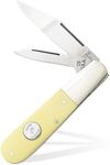Bear & Son C3281 Barlow Pocket Knife - 3.5" Stainless Steel Clip Point Blade - Outdoor Everyday Carry Tool - Small Manual Folding Design for Hunting & Outdoors - Yellow Delrin® Handle - Made in USA