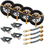 KODIAK STRAPS Adjustable Vehicle Tire Tie Down Straps Kit– 4pk Heavy Duty Tire Straps with Snap Hooks 10,000 lbs. Working Load 3333 lbs. Lasso 4 x Tow Strap Kit for Car, Truck, ATV Towing Accessories