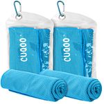 CUQOO 2 Pack 120x30 CM Microfiber Cooling Towels in Blue - Soft Breathable Chilly Towel for Yoga Gym Camping Running Workout | Ultra Absorbent Cool Clothes for Indoor and Outdoor Activities