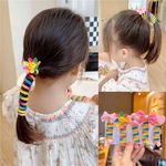 5 Pcs Colorful Telephone Wire Hair Bands, Cute Hair Bands For Kids Girl, Bowknot Braided Phone Cord Straight Spiral Hair Tie #01