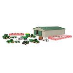 TOMY John Deere Die-Cast Farm Toy 70-Piece Value Playset with Machine Shed, Tractors, Trucks, Implements, and Farm Animals