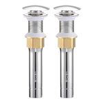 sourcing map 2pcs Bathroom Sink Drain, Brushed Nickel Bathroom Sink Stopper for Lavatory Sink, Sink Drain Assembly Without Overflow, Rustproof Brass and 304 Stainless Steel Construction(Silver)