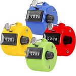 Hand Tally Counter 4-Digit Counter Clicker Mechanical Palm Click Handheld Budget Pitch Counter with Finger Ring Digit Number Clicker for Row, Golf, Lap, Knitting Sports Events Office Stadium (4pack)
