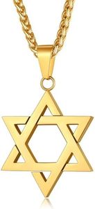ChainsPro Star of David Necklace for Men 18K Gold/Stainless Steel/Black (Send Gift Box), Stainless Steel, No Gemstone