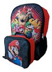 Ruz Super Mario 16" Backpack With Detachable Matching Lunch Box, Multicolor, 16 Inch, Art Deco