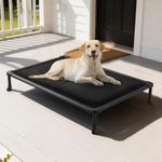Veehoo Chew Proof Elevated Dog Bed, Durable Raised Dog Cot with Soft PP Cotton-Filled Waterproof Mat, Washable Pet Padded Beds for Indoor, Outdoor, Camping or Crate, 41-Inch, Black