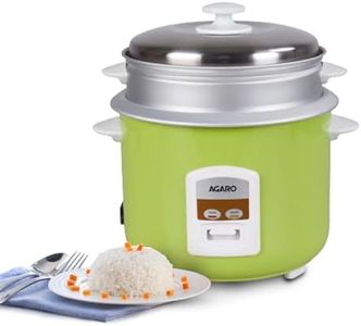 AGARO Marvel Electric Rice Cooker, 1.8L, 700W, Automatic Boiler, Steamer, Removable Aluminium Pot, Stainless Steel Lid, Keep Warm Function, Trivet Plate, Rice, Veggies, Green