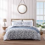 Tommy Bahama- King Duvet Cover Set, Reversible Cotton Bedding Set with Matching Shams, Coastal Home Decor (Pen and Ink Blue, King)