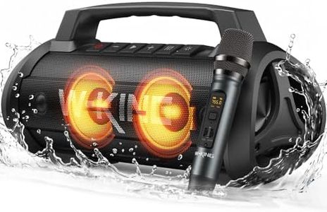 W-KING Portable Bluetooth Speaker with Wireless Microphone, 120W Peak 70W RMS Waterproof Speakers with Subwoofer Outdoor Speakers Bluetooth Boombox/42H/Bass Up/DSP/AUX/Stereo Pairing