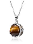 Jovivi Natural Crystal Healing Stone 18mm Rotatable Tiger Eye Gemstone Ball Pendant Necklace Women Reiki Spiritual Jewellery Gifts for Her Christmas Birthday