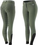 Equinavia Astrid Womens Silicone Full Seat Breeches | Mid Rise Riding Pants with Phone Pockets - Agave Green/Green - 38