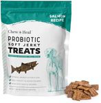 Chew + Heal Labs Probiotic Salmon Jerky Dog Treats - 5 oz of Wild Caught Alaskan Salmon Jerky for Digestive Health with Apples, Pumpkin, Pea Protein, and More - Made in The USA