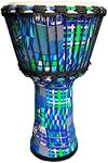 TAOSKNE 8.5'' African Drum, Djembe,Goat Skin Drum Top,Bongo Drum,Congo,Tambourine from West Africa,Easy to learn and portable,Suitable for Beginners and Professional Drummers(Blue)