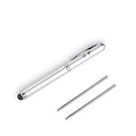 Metal Multi-Function Pen, Touch Screen Stylus, Flashlight with White Light, Infrared, Creative Christmas and Birthday Gifts (1 Silver)