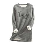 AMhomely Yes I'm Cold Sweatshirts for Women UK Ladies Jumpers Yes I'm Still Freezing Sherpa Fleece Lined Pullover Winter Warm Crewneck Fuzzy Sweater Soft Thermal Underwear Loungewear