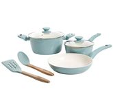 Gibson Home 123880.07 Plaza Café Forged Aluminum Healthy Ceramic Cookware, Sky Blue