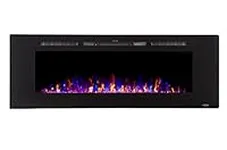 Touchstone Smart Electric Fireplace-The Sideline® 60 Inch Wide-in Wall Recessed-30 Realistic Ember Color/Flame Options-1500W Heater w/Thermostat-Black-Log & Crystal Hearth Options -Alexa/WiFi Enabled