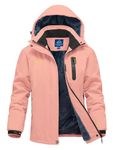 YSENTO Women's Waterproof Ski Jackets Winter Fleece Insulated Hooded Snow Coats Windbreakers Raincoats Pink L