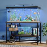 Becuddler 55 Gallon Fish Tank Stand with Charging Station, 49.2x13.8 Metal Aquarium Stand with 3-Tiers Adjustable Storage Shelves, 6-Legs Reptile Terrarium Stand, 700 LBs