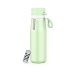 Philips Water GoZero Everyday Water Filter Bottle with Replaceable Filter and Straw, Transform Tap Water into tastier Drinking Water Lightweight Tritan Plastic/Stainless Steel 22 oz/18.6 oz