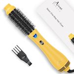 Hair Dryer Brush, Aima Beauty 4-in-1 Upgrade Hot Air Straightener Curler Function for Women, Hair Styling Tools, Yellow-Round