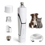 Pets&Kins Dog Nail Grinder for Dogs & Cats | 6 Speed Electric Pet Nail Trimmer (7000–11000 RPM) with 360° LED Light| Low Noise Nail File with Extra Grinder Head | for Small Medium Large Pets | White