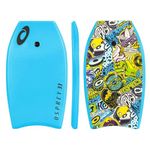 Osprey 33” BodyBoard with Adjustable Wrist Leash for Kids and Adults, Lightweight Bodyboard with XPE Deck, Crescent Tail and EPS Core, Multiple Colours and Design, Yellow, 33 Inch