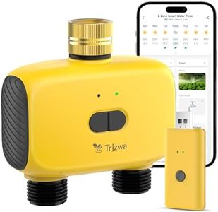 TRJZWA Dual Port WiFi Water Timer Irrigation, 2025 Latest Garden Lawn Greenhouse Yellow Water Timer, WiFi Remote Controlled Automatic Watering System Compatible with Alexa and Google Home