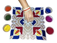 StepsToDo Reusable Portable Rangoli Template Mat. Readymade Rangoli Stencil Craft. Wooden Base. Just Fill with Rangoli or Petals. Traditional Design with Modern Day Ease of Use (Design B) (11.5 Inch)