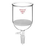 StonyLab Borosilicate Glass Buchner Filtering Funnel 1000ml with Medium Frit(G2), 113mm Inner-Diameter,110mm Depth, with 24/40 Standard Taper Inner Joint and Vacuum Serrated Tubulation (1000ml)