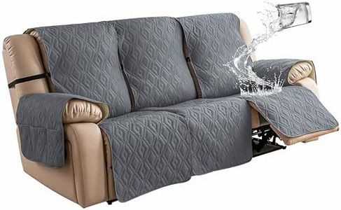 Genina Waterproof Couch Cover for Reclining Couch 3 Seat Recliner Sofa Covers, Non-Slip Recliner Couch Cover Furniture Protector with Elastic Straps for Pets, Dogs (Dark Gray, Recliner Sofa)