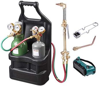 Yescom DOT Oxy Acetylene Torch Kit Portable Gas Tank Gauge Brass Nozzle Long Pipe Welding Goggles Heavy Duty Brazing Cutting Oxygen Welder Tool Set