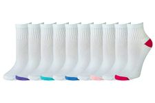 Amazon Essentials Women's 10-Pack Cotton Lightly Cushioned Ankle Socks, White, Shoe Size: 6-9