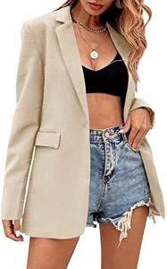 Febriajuce Women's Casual Long Sleeve Lapel Oversized Button Work Office Blazer Suit Jacket
