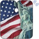 visesunny Barber Cape Statue Of Liberty American Flag Polyester Hair Cutting Salon Cape Apron Anti-Static Haircut Water-Resistant Shaving Cloth Beard Shaving Bib Hairdressing Cape