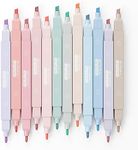 GOTIDEAL Aesthetic Cute Pastel Highlighters set, Dual tip 12 Pack No Bleed Bible Highlighters for office, School study accessory supplies