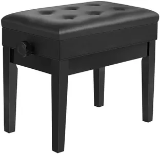 SONGMICS Adjustable Wooden Piano Bench Stool with Sheet Music Storage Black ULPB57H