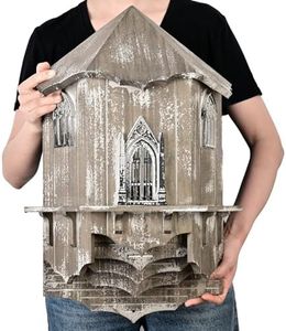 VIREESR Extra Large Wooden Castle Bat Houses for Outside Bat Box for Outdoors - Four Chamber Box Perfectly Designed to Attract Bats - Durable and Easy to Hang(Bat House ⅠXL Distressed Wood)