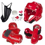 Taekwondo Karate Sparring Gear Set (RED, SM)